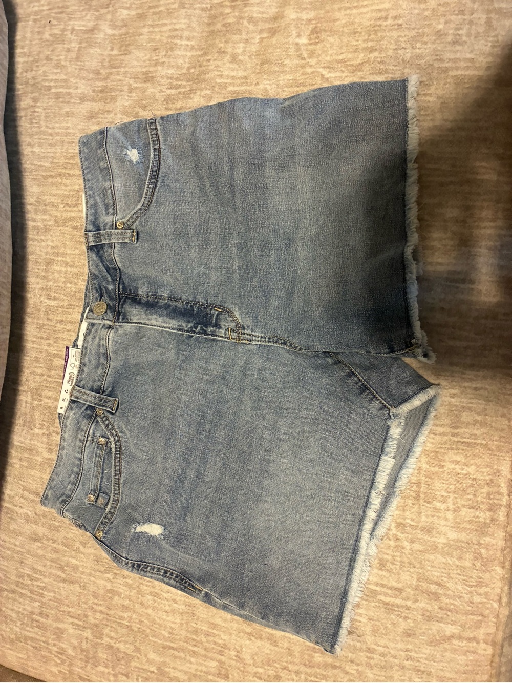 Seven 7 Light Blue Frayed Denim Cutoff Shorts